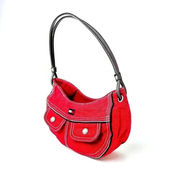 Vintage Y2k 90s Tommy Hilfiger Denim Canvas Mini Bag Purse